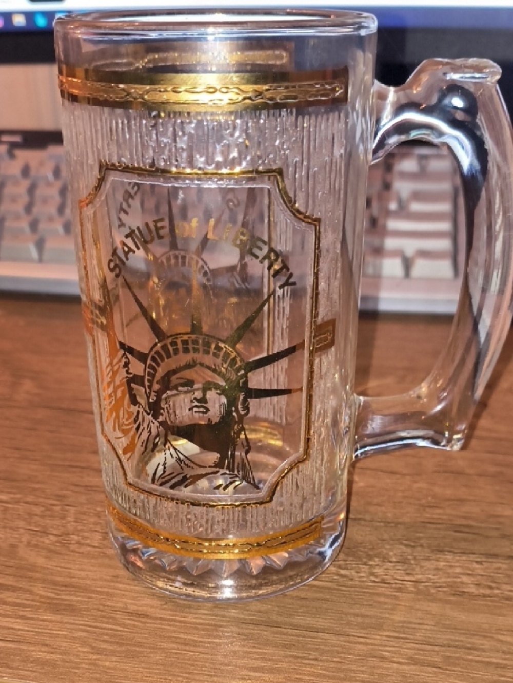 Vintage Culver 22k Gold Statue of Liberty Glass Beer Mug Stein - MCM New York - Picture 3 of 5